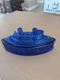 A Highly Collectable Colbalt Blue Steam Boat Covered Dish "remember the Maine" Made by Mckee Glass. Misc 1505 - Etsy