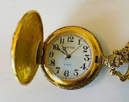 Vintage Collectible Gold Tone Embossed Pocket Watch & Chain, Drivers in Car Pattern by Northwest Outfitters - Etsy