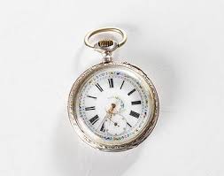 Excelsa 0.800 Silver Enamel Dial Pocketwatch