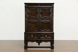 English Tudor Style Oak Antique Bar or China Cabinet, Kensington NY