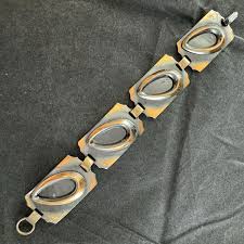 Vintage MCM Modernist Copper Plated Panel Bracelet Abstract Design | eBay