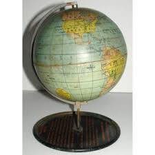 Globe, American, Dennoyer-Geppert, Terrestrial World, 4-Inch Table Globe, Round Patented Stand, Chicago, c. 1930s | George Glazer Gallery, Antiques