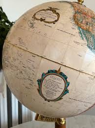 Vintage Replogle Sepia Brown Table Top Rotating World Globe ...