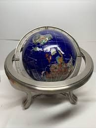 Polished Stone Globe in 360° Rotating Brass Frame | eBay