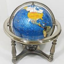 Lapis Lazuli Inlaid 8 in Globe w/ Silver Colored Stand and ...