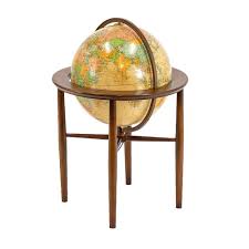 Vintage Illuminated REPLOGLE Globe on Walnut Stand Circa 1960 | Grandview Mercantile