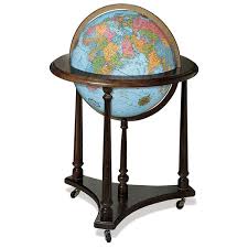 Lafayette Floor Standing World Globe Blue Ocean Raised-Relief - Zapffe Silversmiths