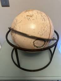 Replogle Vtg Mid Century Modern Table World Globe With Brass ...