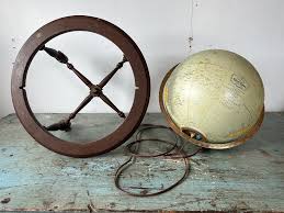 Vintage Rewired Repogle Lighted Library Globe on Wooden ...