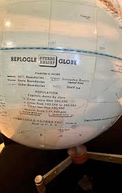 American Mid Century Atomic Age Vintage 12" Replogle Globe Rare Walnut and Metal For Sale at 1stDibs