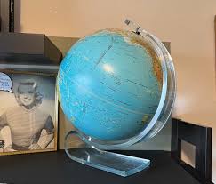 Vintage Metal Globe on Curved Lucite Base by Replogle ...