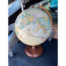 1970s Solid Wooden Base Petite Globe | Chairish