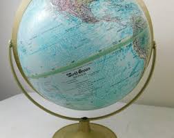 Vintage World Globe Small Globe Wood Stand - Etsy