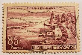 Stamp Europe France 1959 set of 2 Evian-les-Bains & Sens ...