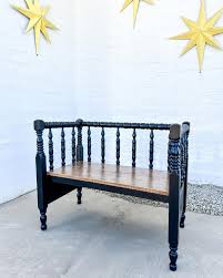 The cutest bench there ever was! My client had her mom's old bed frame from her childhood and wanted to turn it into a bench so I did! Such a cute and