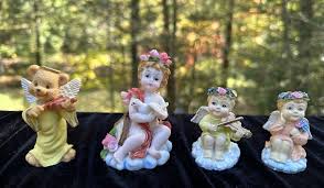 Lot of 4 Adorable Small Ceramic Angel Figurines & Angel Bear ...