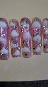 XXLONG Cloud Pink Puffy Press on Nailsㅣbling Press on Nails | XXLONG Nails | Luxury Nails | Bride Nails | Bling Nails - Etsy UK