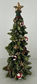 Christmas Tree With Star Topper Tabletop Resin Gold Glitter 6" Tall Original Tag | eBay