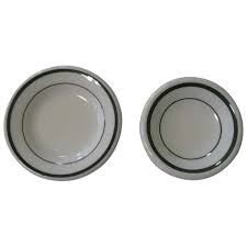 Green Stripe Butter Pat Dishes, 2, Restaurantware Pottery. For Sale at Ruby Lane