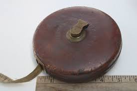 antique Chesterman 100 foot cloth tape measure in leather ...
