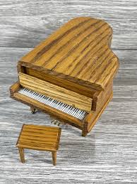 Wood Piano Shape Music Box "Memory" 6" x 4" x 3" Vintage ...
