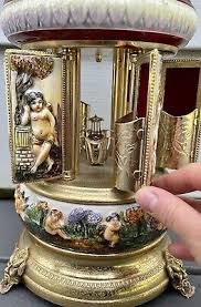 Reuge Capodimonte Porcelain Musical Lipstick Cigarette Carousel Music Box Rare | eBay