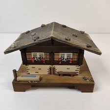Vtg Mini Wooden House Music Box - Lador Swiss Movement ...