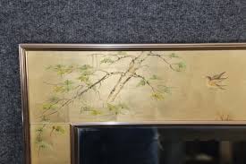 Very Large LaBarge Reverse Paint Decorated Chinoiserie Eglomise Beveled Mirror at 1stDibs