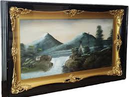 Oil Painting on Linen, FRAME, Shadowbox, 2 Tone Gilt, Ebonized, Tepee, Mtn, 30"w | eBay