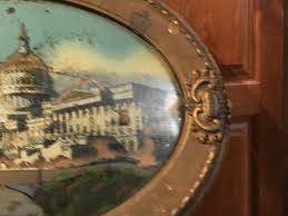 Antique 14"x20" Oval Painting on Dome Glass Ornate Frame 25 ...