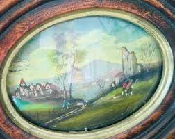Antique 1880's Set of 2 Landscape Framed MINIATURE Paintings ...