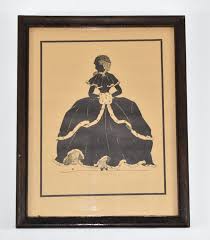 Set 2 Vintage Silhouette Drawing Prints Pictures Framed Man ...