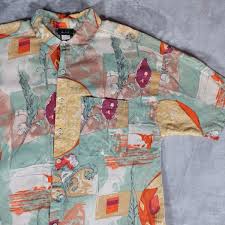 Vintage BTX Abstract Art Shirt Mens XL Cotton Linen Made In ...
