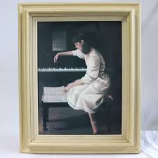 Oil Painting Canvas Print Ariel Artist Girl Woman Piano Music ...