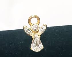 Teardrop Angel Rhinestone With Halo Lapel Pin 3/4" Vintage ...