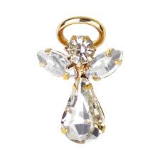 11/16 x 7/16 Inch Gold Plated April Crystal Birthstone Angel ...