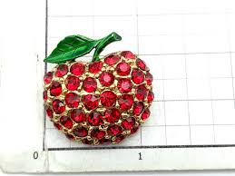 Red Rhinestone Apple Brooch - Etsy