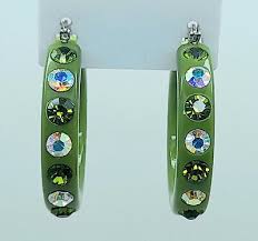 E181 Olivine Acrylic wide 1.5inch Hoop Olivine & ab color Fashion Earrings | eBay