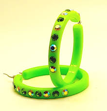 E169 Chunky green 2 inch Acrylic wide Hoop peridot & ab color Fashion Earrings | eBay