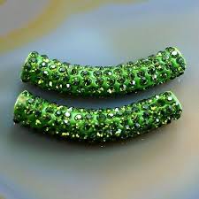 2Pcs Curved Tube Czech Crystal Rhinestones Pave Bracelet Connector Charm Beads | eBay