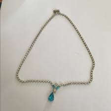 Vintage Estate Ocean Baby Blue Rhinestone Drop Dangle Necklace | eBay