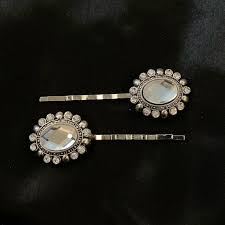 Set of Hair Pins, Oval Ornaments, Large Faceted Crystal, Sparkling Crystal, Crystal Jewel, Bobby Pins, Silver White, Special Occasion, Fancy - Etsy UK
