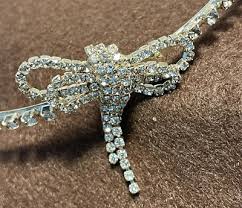 Silver Rhinestone Formal Wedding Headband With Bow 14 1/2 ...