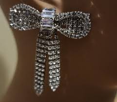 Christian Siriano Silver Tone Sparkly Rhinestone Bow Shaped ...