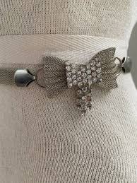 Vintage Silver Mesh Belt With Rhinestone Bows, 70s Silver ...