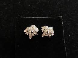 Statement Stud Earrings Rhinestone Crystal Silver Tone Shiny ...