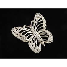 Large 1940s Vintage Rhinestone Butterfly Brooch Pin. For ...