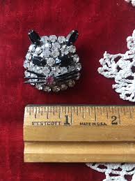 Vintage Rhinestone Cat Face Brooch | eBay