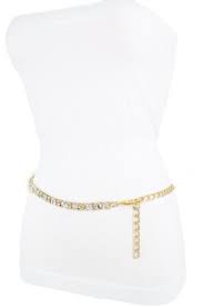 Women Gold Metal Chain Fashion Silver Mesh Fabric Beads Belt ...