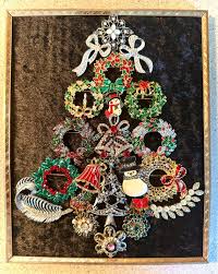 Wreathal Attraction – Framed Vintage Christmas Tree Brooch Art With Bows, Wreaths & Snowmen - Etsy New Zealand